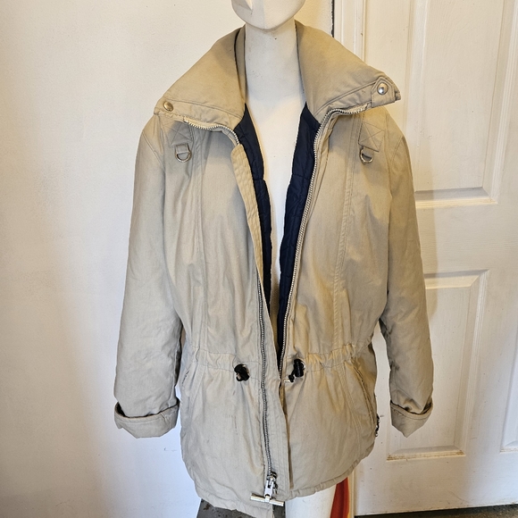 Vintage Saks Fifth Avenue Mighty Mac Out O' Gloucester Beige Zip-Up Coat Sz - Picture 2 of 11